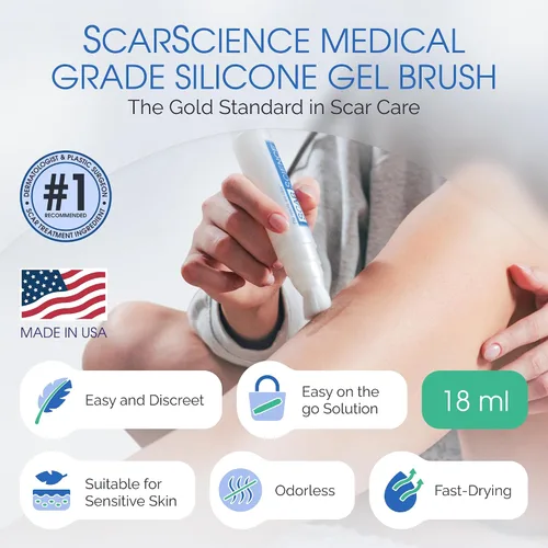 Vista 2 de Suero de gel para cicatrices de silicona 100% – Aplicador de cepillo ultrasuave para procedimientos cosméticos y exfoliaciones faciales, cuidado