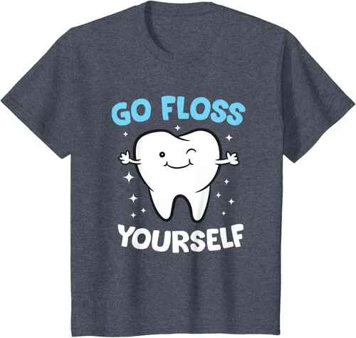 Vista 69 de Camiseta higienista dental, asistente dental, Go Floss Yourself dentista, Negro, S
