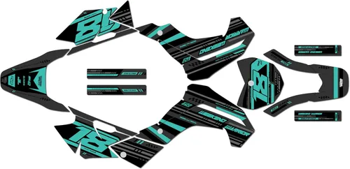 Vista 9 de Kit de gráficos para Kawasaki KLX140R (2019-2023) Warrior Series Blue 09 Mil - Adhesivos para motocicleta Dirt Pit Bike Motocicleta, accesorios
