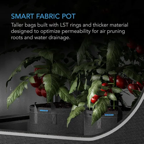 Vista 2 de AC Infinity - Macetas de tela resistente de 1 galones para cultivo de aireación, 5 unidades con tela no tejida gruesa de 17.64 oz (500 G) y anillos