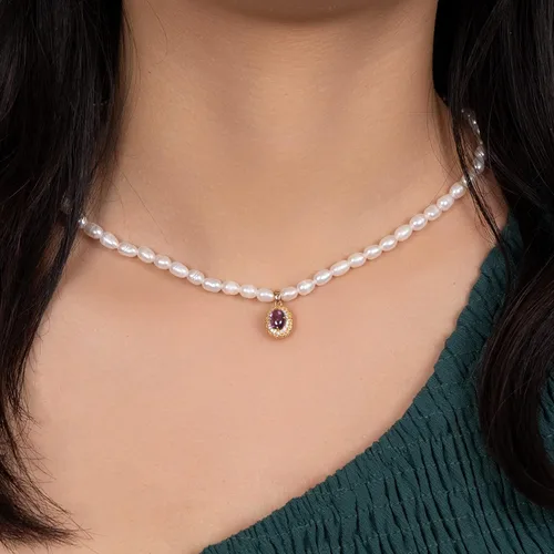 Vista 5 de 2023 New 14K Gold Plated 925 Sterling Silver Dainty Freshwater Cultured Pearl Choker Necklace White Genuine Real Pearl Charm Necklaces Jewelry Gifts