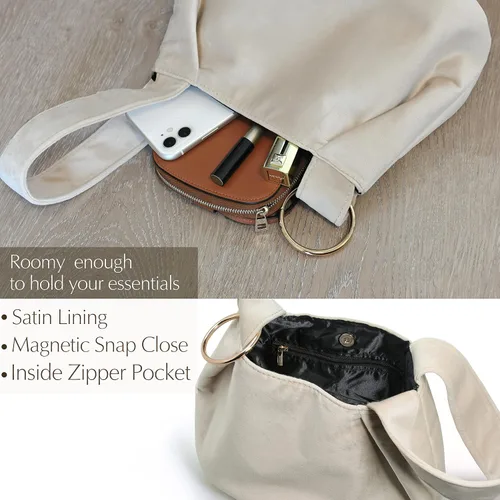 Vista 4 de Bolso de mano pequeño de terciopelo con asa superior para mujer