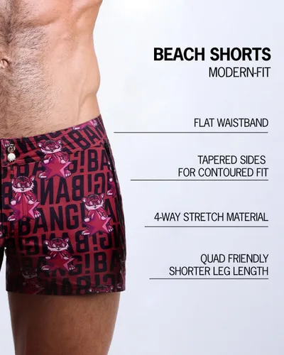 Vista 4 de BANG Men's Swimwear - Beach Shorts - Stretchy Quick-Dry All-Use Premium Swimsuit Trunk Square Cut