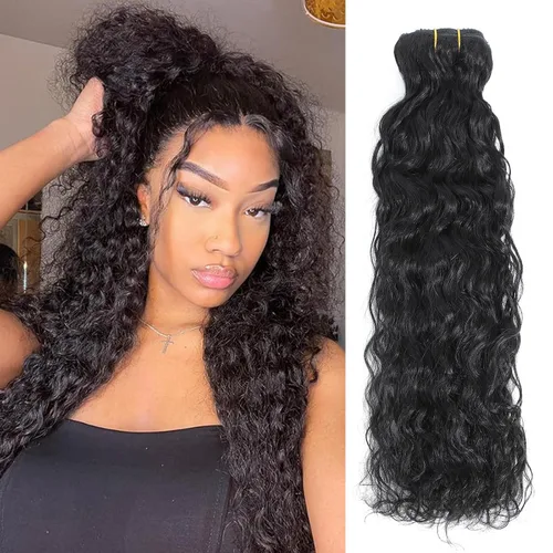 Vista 5 de Extensiones de cabello ondulado con clip, rizado natural, 100% cabello humano brasileño sin procesar, para mujeres negras (12 pulgadas)