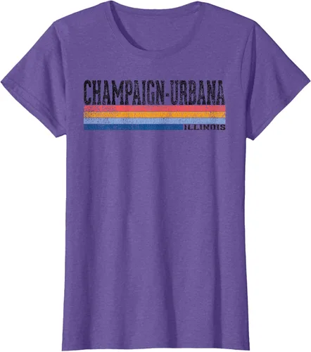 Vista 30 de clásico 1980s estilo champaign-urbana Illinois T Shirt, hombre 2XL, Blanco