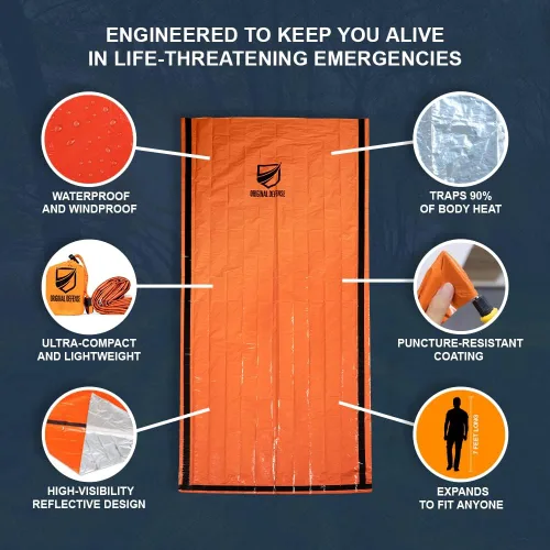 Vista 4 de Original Defense® Saco de dormir de emergencia