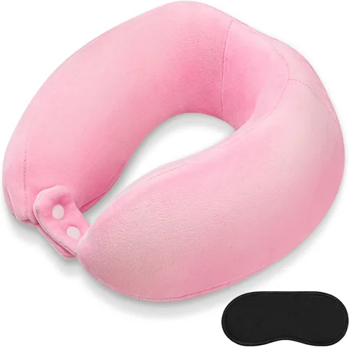 Vista 8 de Almohada para el cuello, almohadas de viaje de espuma viscoelástica para avión, color negro