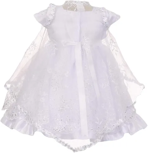 Vista 3 de Gigi's Classy Kids Baby Girls Blanco Bautizo Vestido Dedicación Diadema Virgen María Guadalupe Bautizo