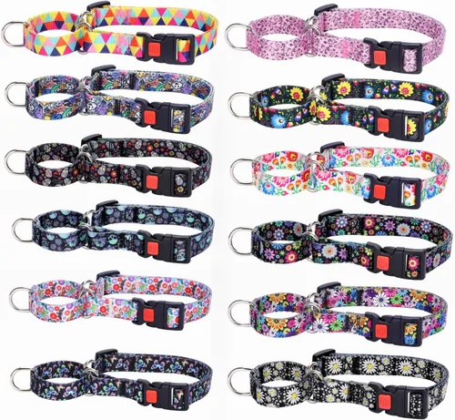 Vista 4 de Collar Martingale para perros con hebilla, antideslizante, a prueba de escapes, collares limitados para mascotas, cierre a presión con cierre