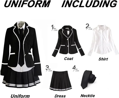 Vista 3 de URSFUR Uniforme escolar japonés para mujer disfraz de anime y niña