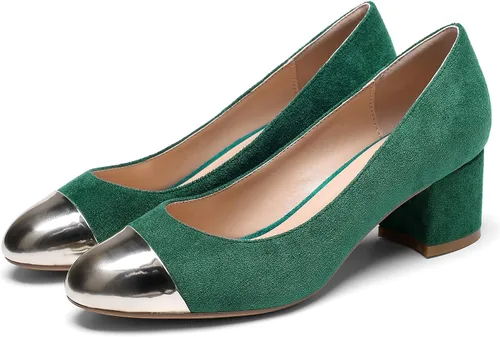 Vista 3 de Eldof Tacones de tacón bajo para mujer, redondos, sin cordones, gruesos, para boda, fiesta, oficina, zapatos de vestir clásicos, 2 pulgadas