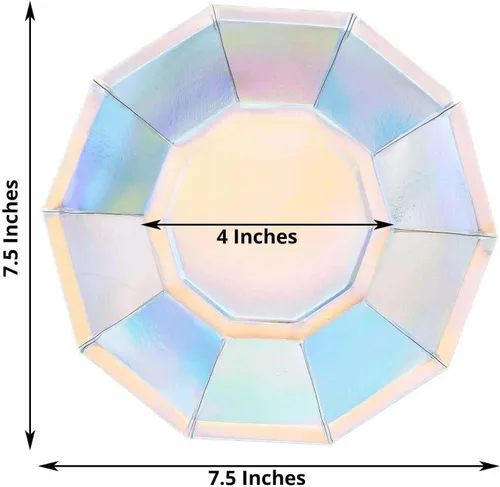 Vista 3 de Efavormart - Paquete de 25 platos de papel decagonal iridiscentes de 7.5 pulgadas, platos de postre geométricos resistentes de 300 GSM para Tipo 3
