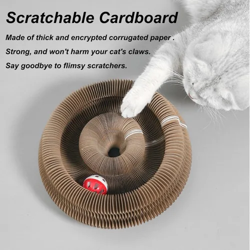 Vista 7 de Juguete para gatos de gatito, rascador de cartón para gatos, juguete mágico para gatos, juguete plegable y reciclable de acordeón para gatos