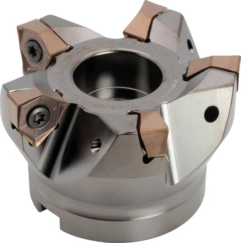 Vista 4 de Molino de cara indexable (Shell) de 2" 90°, para fresado de hombro cuadrado, diámetro del orificio del eje de 3/4", 4 flautas, con 4 piezas