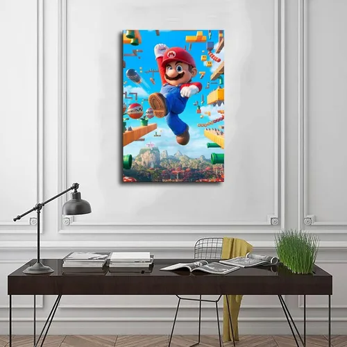 Vista 3 de Póster de Super Mariio Bros para habitación de niños, póster de película de anime, lienzo para paredes, impresiones sin marco, 12 x 18 pulgadas
