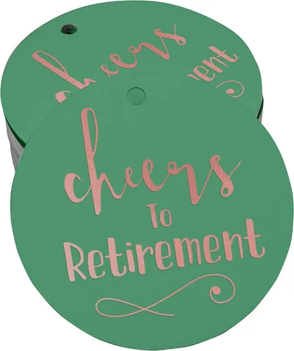 Vista 57 de Etiquetas de papel para colgar con texto en inglés "Cheers to Retirement Wall" (50 unidades)