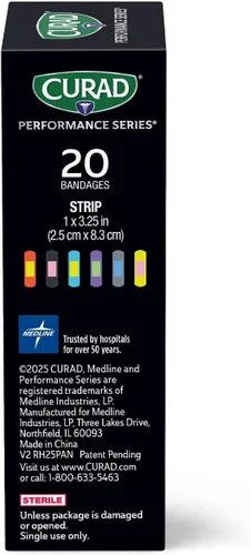 Vista 6 de CURAD Vendajes antibacterianos de la serie Performance, 1" x 3.25", 20