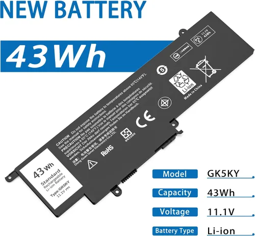 Vista 2 de Batería para portátil GK5KY de 43Wh Negro-1