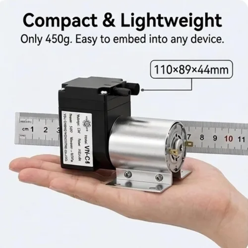 Vista 6 de FTVOGUE Bomba de vacío sin aceite DC12V 42W mini bomba de presión del pistón del cepillo 40L/min
