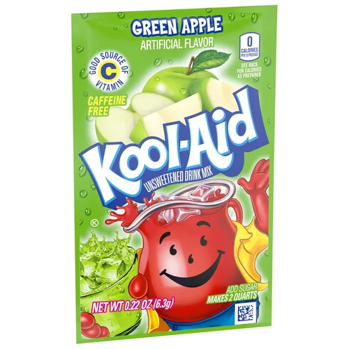 Vista 5 de Kool-Aid Paquetes de mezcla de bebida en polvo sin azúcar, sin cafeína, manzana verde, cero calorías, 48 unidades (paquete de 4)