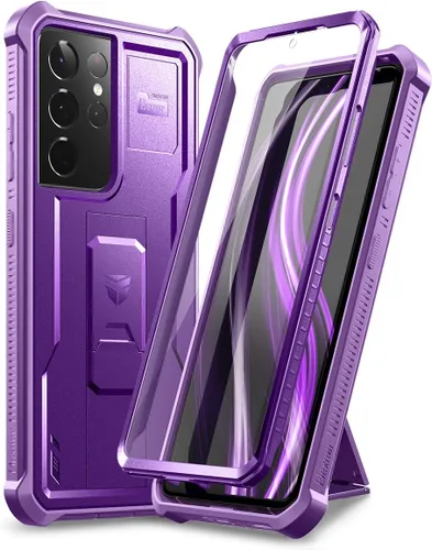 Vista 8 de Dexnor Funda para Samsung Galaxy S21 Ultra, [Protector de pantalla y soporte integrados] Protección de grado militar resistente a prueba de golpes