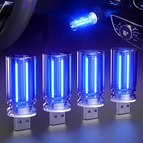 Vista 11 de PSEQT Luces Interiores Retro para Coche USB, Luces de Ambiente Mini Neón con Atenuación Táctil, Lámparas Decorativas para Coche con Enchufe