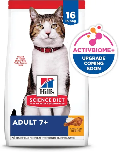 Vista 13 de Hill's Science Diet Adult 7+, Senior Adult 7+ Premium Nutrition, alimento seco para gatos, receta de pollo, bolsa de 16 libras