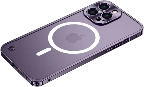 Vista 9 de kaitesi Funda magnética para iPhone 14 compatible con MagSafe Metal aleación de aluminio parachoques mate translúcido cubierta trasera con protector
