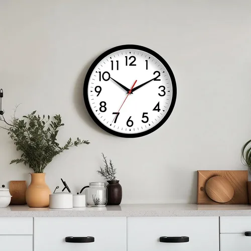 Vista 3 de DAXSMY Reloj de pared analógico pequeño de 8 pulgadas, silencioso, sin tictac, funciona con pilas, moderno, simple, decorativo, para cocina