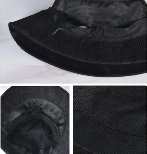 Vista 3 de Yonchic Sombreros de pescador plegables unisex de pana, de sarga de algodón de moda, sombrero de pesca para el sol, gorra de moda para evitar el sol