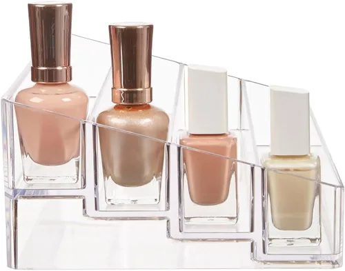 Vista 6 de STORi Organizador de tocador de plástico transparente de varios niveles Soporte rectangular de 4 niveles para maquillaje, paletas de sombras