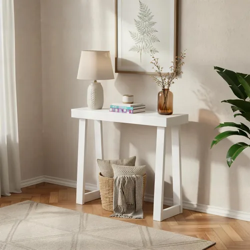 Vista 22 de Plank+Beam Mesa consola de madera maciza, 36 pulgadas, mesa de sofá, mesa de entrada estrecha para pasillo, detrás del sofá, sala de estar, Negro