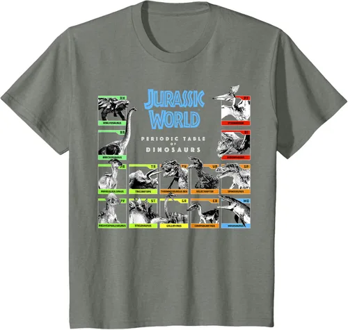 Vista 38 de Jurassic World Camiseta Periodic Table of Dinosaurs, Negro, S