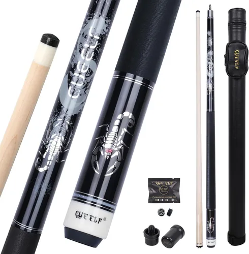 Vista 15 de CUEELF Scorpion Pool Cue Pro Taper Low Deflection Shaft 12.5mm Tip Negro
