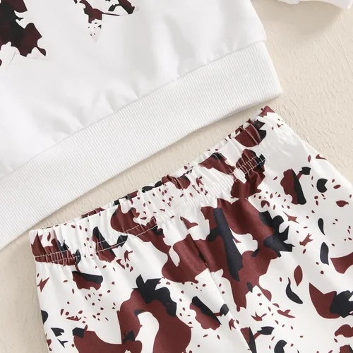 Vista 6 de Kaipiclos Ropa occidental para bebé niña, con lindo estampado con volantes, manga larga, pantalones para otoño e invierno, trajes de vaquera
