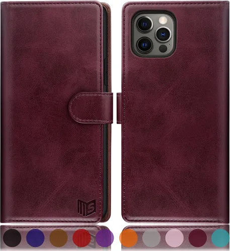 Vista 11 de SUANPOT Funda tipo cartera para iPhone 13 Pro Max 6.7 5G con bloqueo RFID, tarjetero y tarjetero, de piel sintética, a prueba de golpes, para Apple