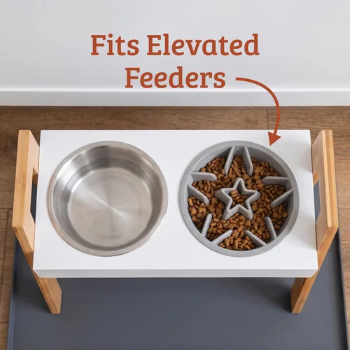 Vista 5 de Leash Boss Tazones de Alimentación Lenta para Perros - 1.5 Tazas, Cuenco de Comida para Perros Tipo Rompecabezas con Orificios de Alimentación, Se