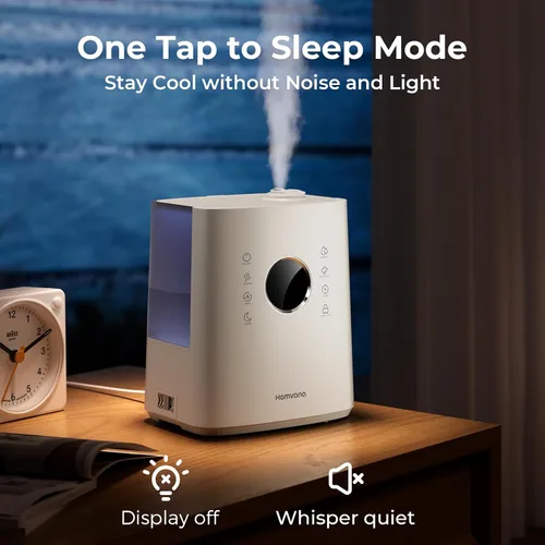 Vista 5 de Homvana Humidificadores para dormitorio, habitación grande, 6.5 L de llenado superior, cálido y fresco, humidificador ultrasónico de niebla