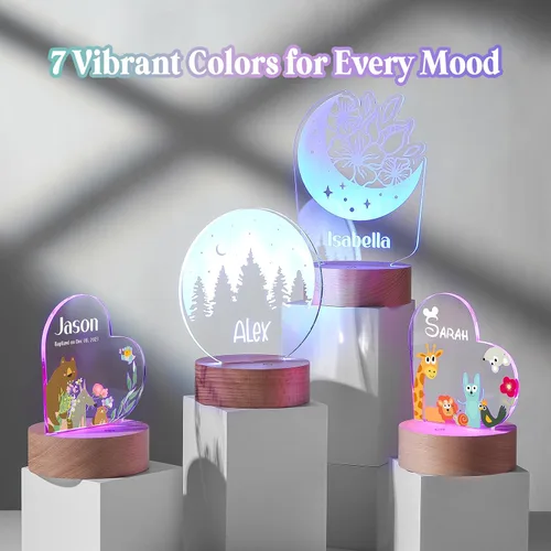 Vista 3 de Luz de noche personalizada con nombre de bebé para niños, niñas, niños, decoración de guardería con estrellas y nubes de acrílico - Incluye control