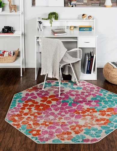Vista 18 de Unique Loom Azalea Collection - Alfombra de área - Encore (Runner 2' 0" x 6' 0", azul/marfil)
