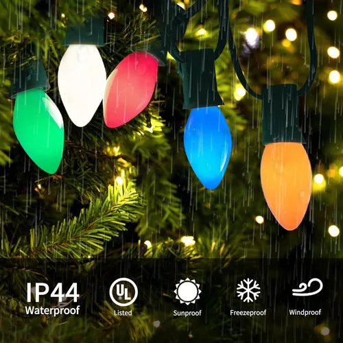 Vista 3 de Bombillas de repuesto C7, bombillas de Navidad multicolor, base de candelabro E12, incandescente de 5 vatios para luces de cadena al aire libre