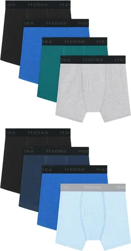 Vista 5 de Hanes Paquete de 8 o 12 calzoncillos tipo bóxer para niños, ropa interior elástica de algodón para niños y niños pequeños