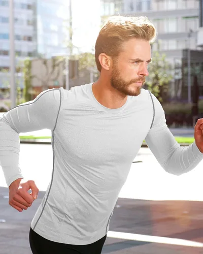 Vista 4 de Hicarer Paquete de 6 camisas de compresión atléticas para hombre, camisetas de manga larga para correr, para entrenamiento deportivo