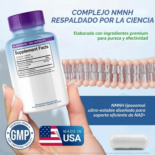 Vista 5 de MAXLIFE NATURALS NMNH Suplemento 1000mg 120 Cápsulas Fórmula liposomal