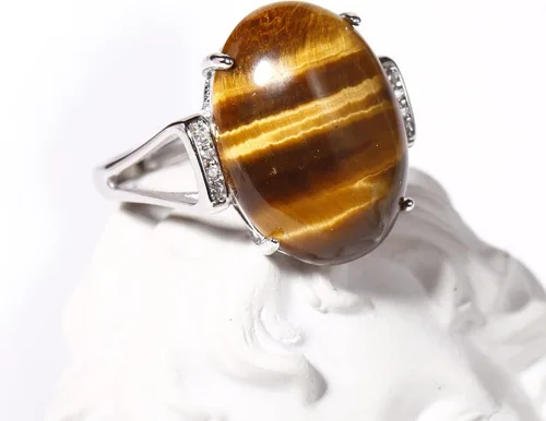 Vista 8 de Jewever Anillos de plata de ley 925 para mujeres y hombres anillo de piedra de ojo de tigre auténtico anillo de ansiedad joyería unisex ajustable