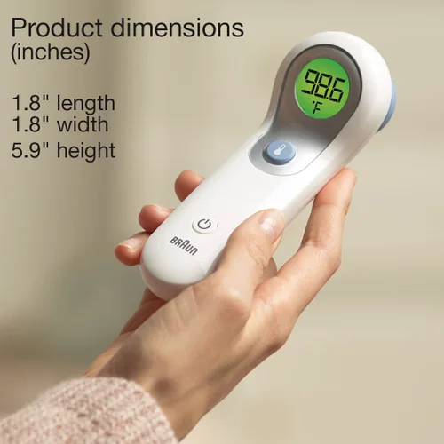 Vista 9 de Braun - Termómetro sin contacto y de frente - Termómetro sin contacto para adultos, bebés, niños pequeños y niños, orientación de fiebre codificada
