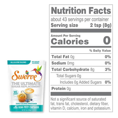 Vista 2 de Swerve Zero Calorie Allulose Blend - Edulcorante de reemplazo de azúcar granular, sin alcohol de azúcar, apto para dieta cetogénica, sin eritritol