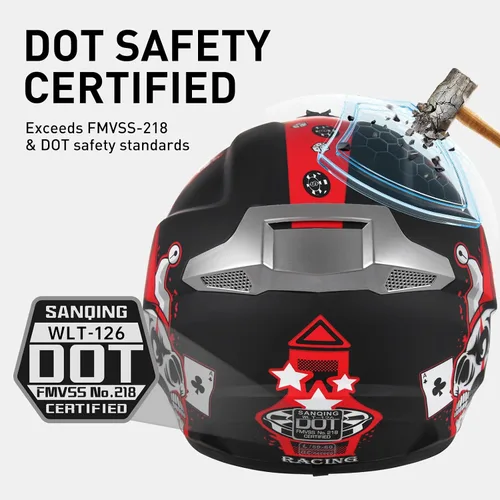 Vista 2 de SPARK DOT Certified Youth Motocross Helmet Kids Dirt Bike Helmets - Full Face, Lightweight & Breathable for Off-Road E-Bike BMX MX ATV
