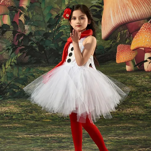 Vista 2 de Disfraz de muñeco de nieve para niñas, vestido tutú de tul blanco con diadema, bufanda y medias, disfraz de cosplay