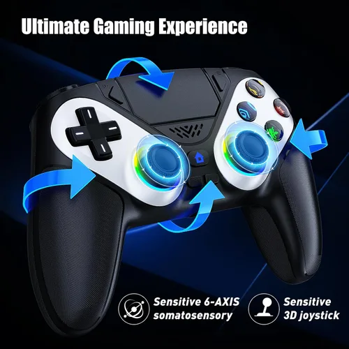 Vista 6 de Gamrombo LED Wireless Controller for PS5, Compatible with PS5 Pro/Slim/PC, Dual Vibration, Macro/Turbo Function, 3.5mm Audio Jack, 6-Axis Motion